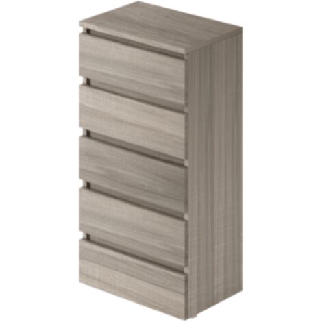 Cassettiera olmo con 5 cassetti in legno nobilitato.