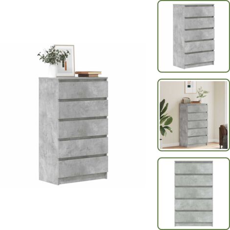 Cassettiera per interni - vidaXL Cassettiera Grigio Cemento 60x36x103 cm in Legno Multistrato - Cassettiera con cassetti