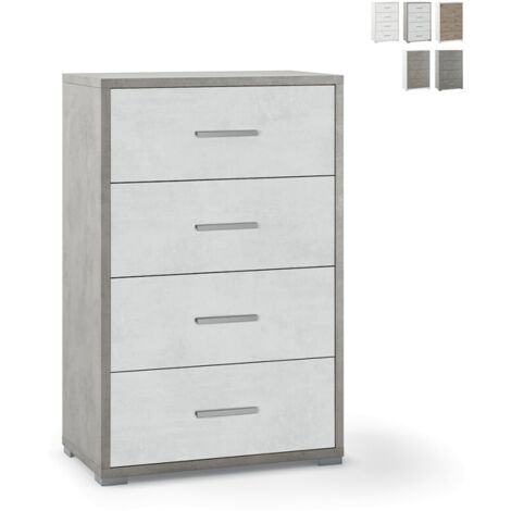 Cassettiera per ufficio quattro cassetti Cemento Bianco 51x41x h110 cm