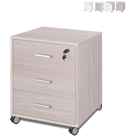 Cassettiera per ufficio tre cassetti con ruote Olmo 50x41x h70 cm