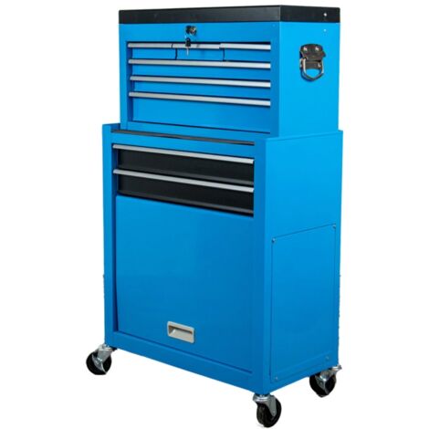 cassettiera porta attrezzi easy system in metallo con ruote e cassettiera movibile, 61,6x33x108,2 cm
