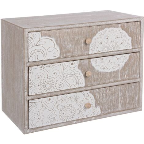 Cassettiera porta gioie shiva con 3 cassetti realizzata in mdf