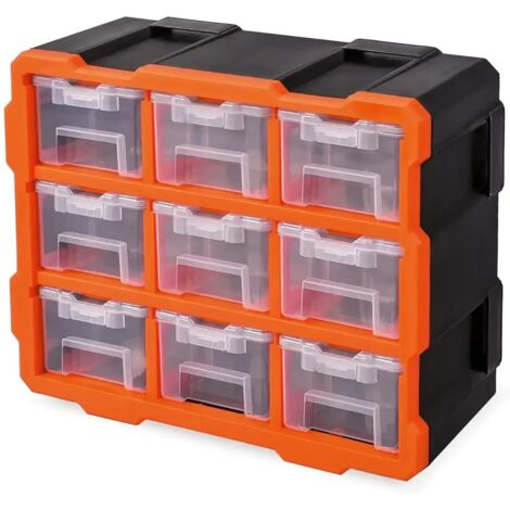 Cassettiera Porta minuterie 9 Scomparti a Parete per Viti Bulloni in Plastica