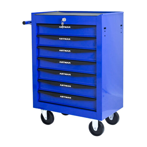 Cassettiera portautensili su ruote in metallo a 7 cassetti, robusto armadio portautensili con guide a sfere in acciaio - Organizer - blu
