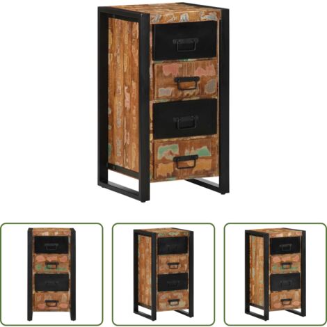 Cassettiera retrò -  Cassettiera Multicolore 40x40x75 cm Legno Massello di Recupero