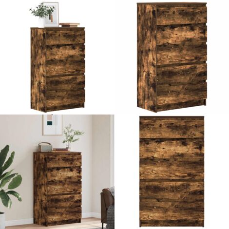 Cassettiera Rovere Fumo 60x36x103 cm in Legno Multistrato - Cassettiera rovere fumo - Cassettiera multistrato