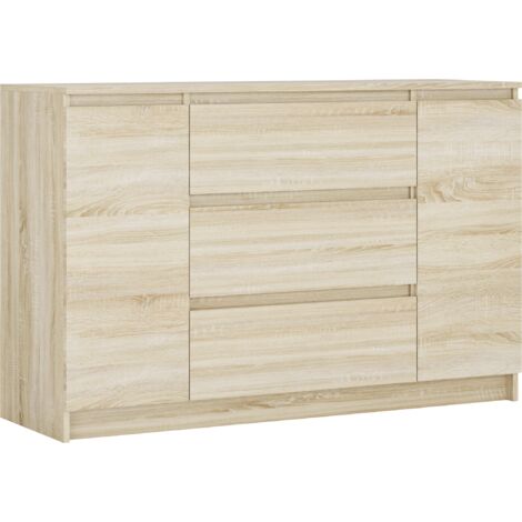 Cassettiera : Rovere Sonoma / Bianco, 120 x 101 x 39 cm, 2 ante, 4 cassetti