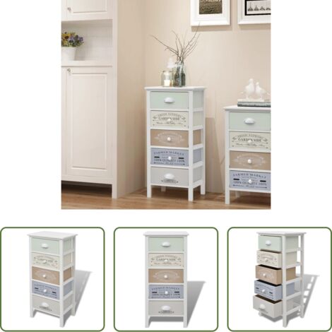 Cassettiera rustica - Mobile in Stile Francese con 5 Cassetti in Legno