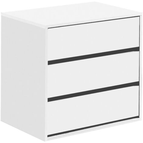 Cassettiera per armadio bianco opaco con 3 cassetti Bianco