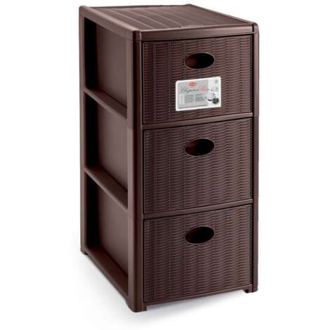Cassettiera slim moka a 3 cassetti mobile per bagno cucina ufficio portaoggetti in plastica