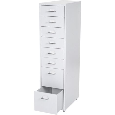 Cassettiera su ruote 110x28x41cm 8 cassetti in acciaio bianco 040004352
