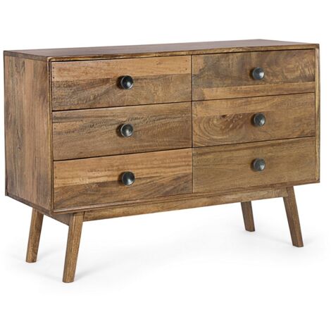 Cassettiera "Sylvester" per interno, con 6 Cassetti, 124 x 50 x 70 cm -6 Cassetti - 114x40x80h cm