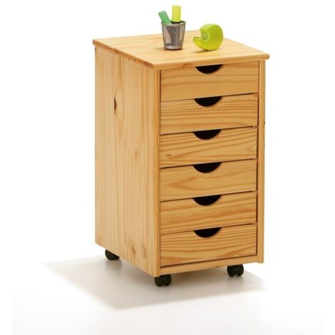 Cassettiera ufficio nils 6 cassetti 36x40x65h pino massello finitura naturale - Inter Link