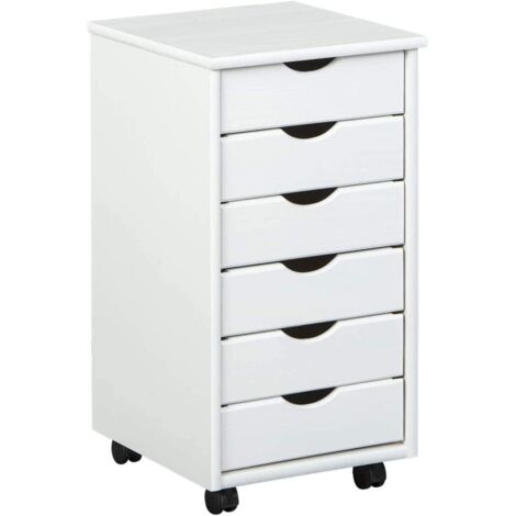 CASSETTIERA UFFICIO SIMON 6 CASSETTI 36x40x65H PINO MASSELLO VERNICIATO AD ACQUA BIANCO