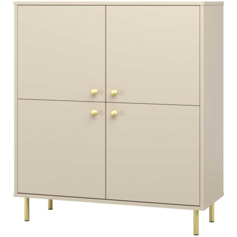 Cassettiera Venus a quattro ante con gambe in metallo color oro cashmere