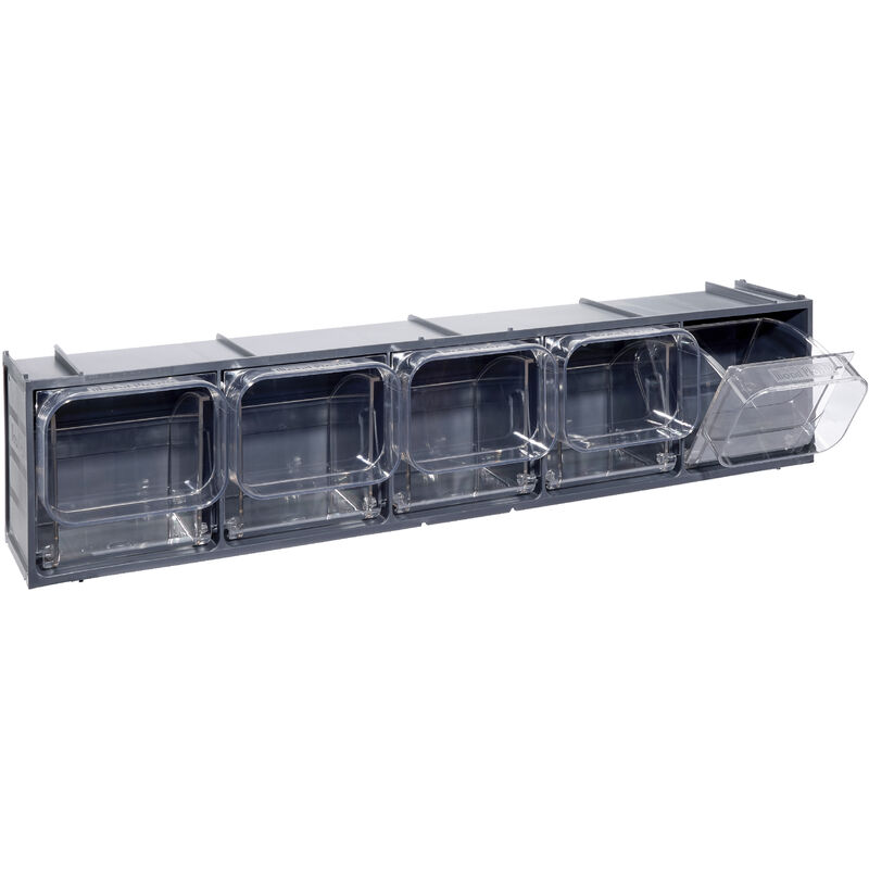 Image of Mobil Plastic - Cassettiera modulare 5 cassetti crystal box CB50/2S - Grigio Scuro grigio scuro