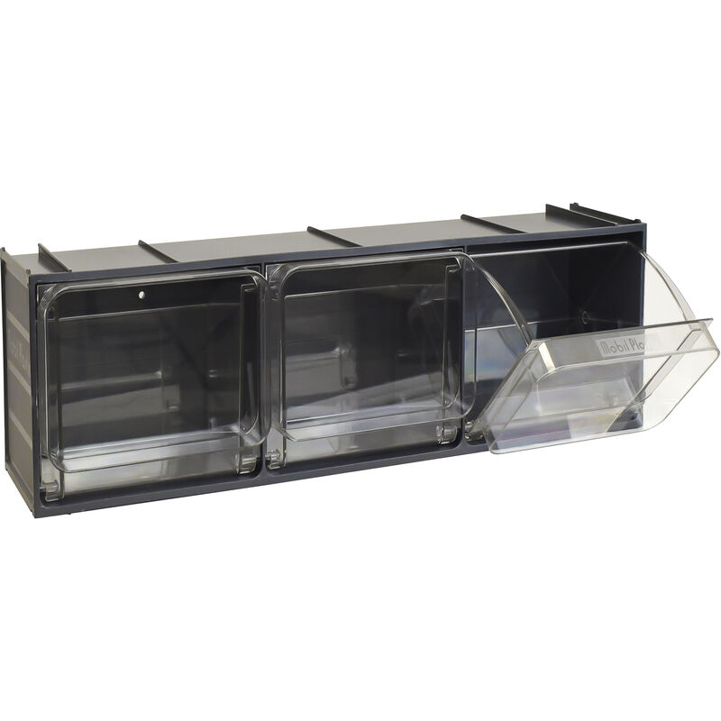 Image of Mobil Plastic - Cassettiera modulare 3 cassetti crystal box CB50/3S - Grigio Scuro grigio scuro