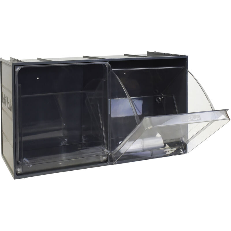 Image of Cassettiera modulare 2 cassetti crystal box CB50/5S - Grigio Scuro Mobil Plastic grigio scuro