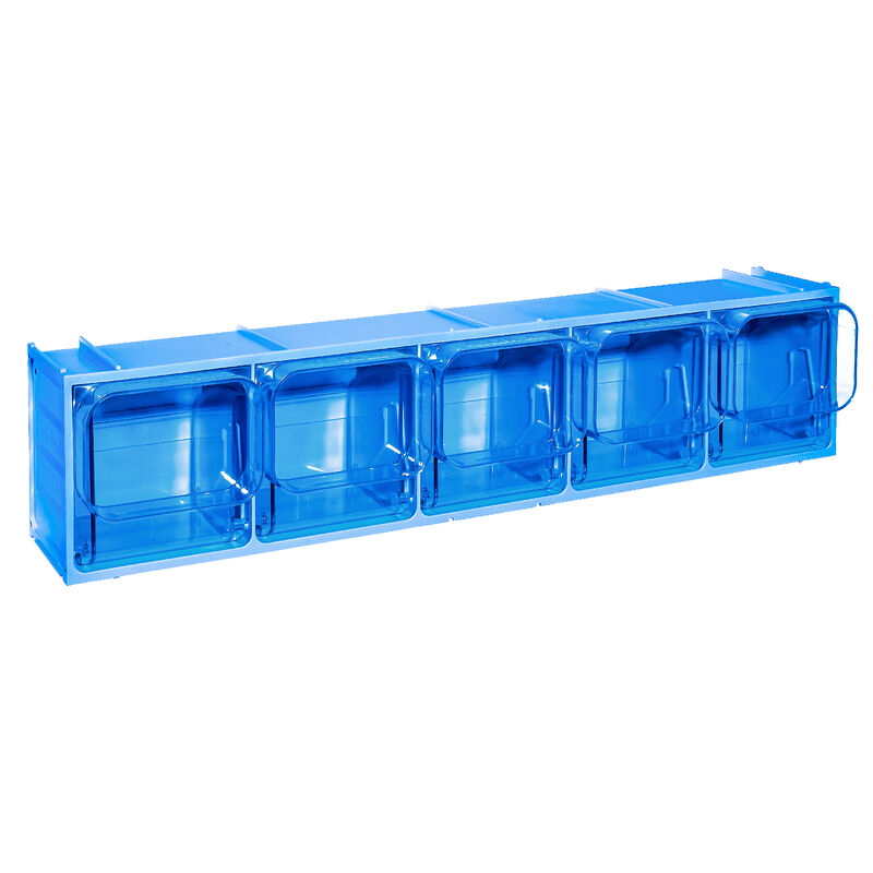 Image of Cassettiera modulare 5 cassetti crystal box CB50/2S - Grigio Scuro Mobil Plastic blu