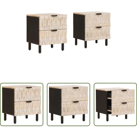 Cassetto -  Armadio da Notte con cassetto 2 pcs Bianco 40 x 33 x 46 cm