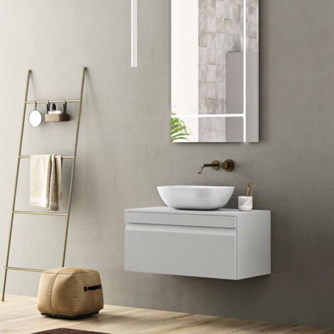 Cassetto bagno portalavabo 80 cm sospeso in PVC RIO Grigio