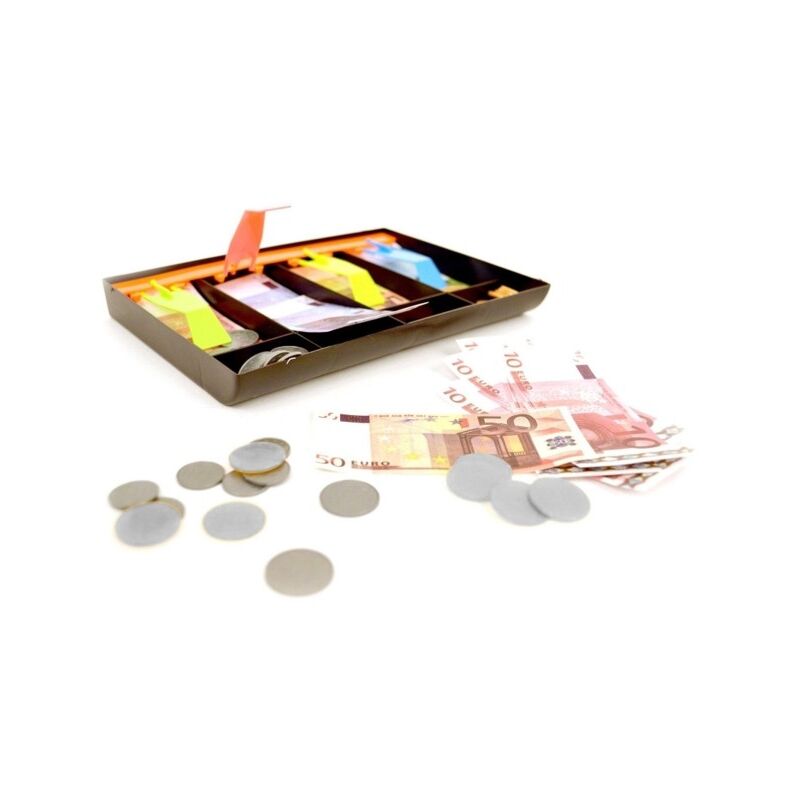 Image of Trade Shop - Cassetto Contanti Finti Cassa Cassetta Soldi Monete Banconote Euro Negozi Gioco