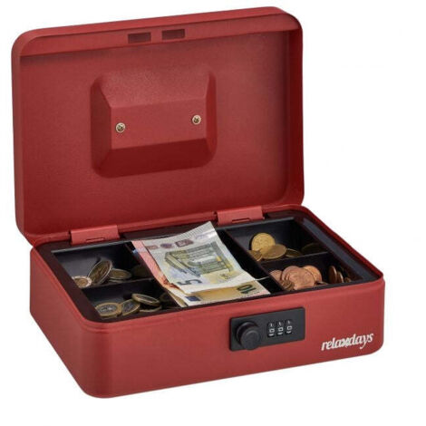 Cassetto contanti rosso con serratura a combinazione 883