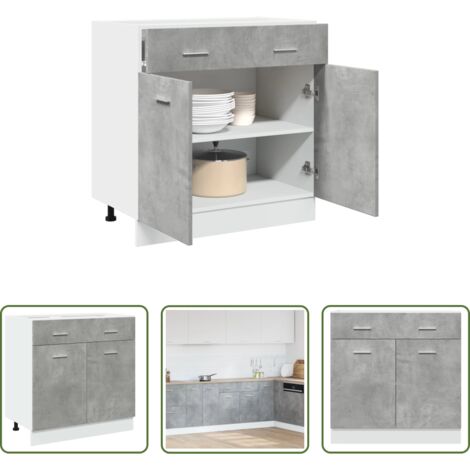 Cassetto cucina -  Armadio Inferiore Cassetto “Lyon” Grigio Cemento 80x46x81,5