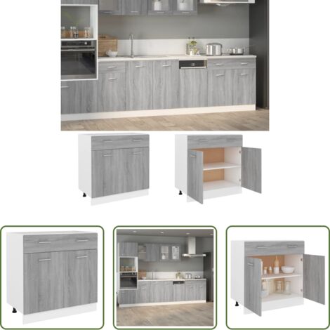 Cassetto cucina -  Mobile con Cassetto “Lyon” Grigio Sonoma 80x46x81,5