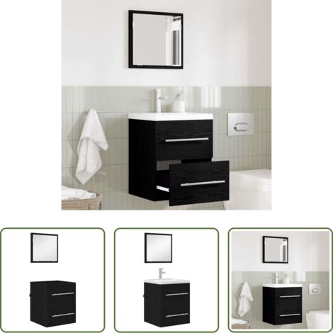 Cassetto da bagno -  Set di mobili per il bagno con cassetto Nero 41 x 38,5 x 48 cm