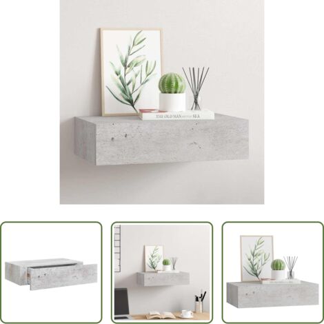 Cassetto da parete -  Scaffale con Cassetti da Parete Grigio Cemento 40x23,5x10cm MDF
