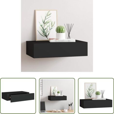 Cassetto da parete -  Scaffale con Cassetti da Parete Nero 40x23,5x10 cm in MDF