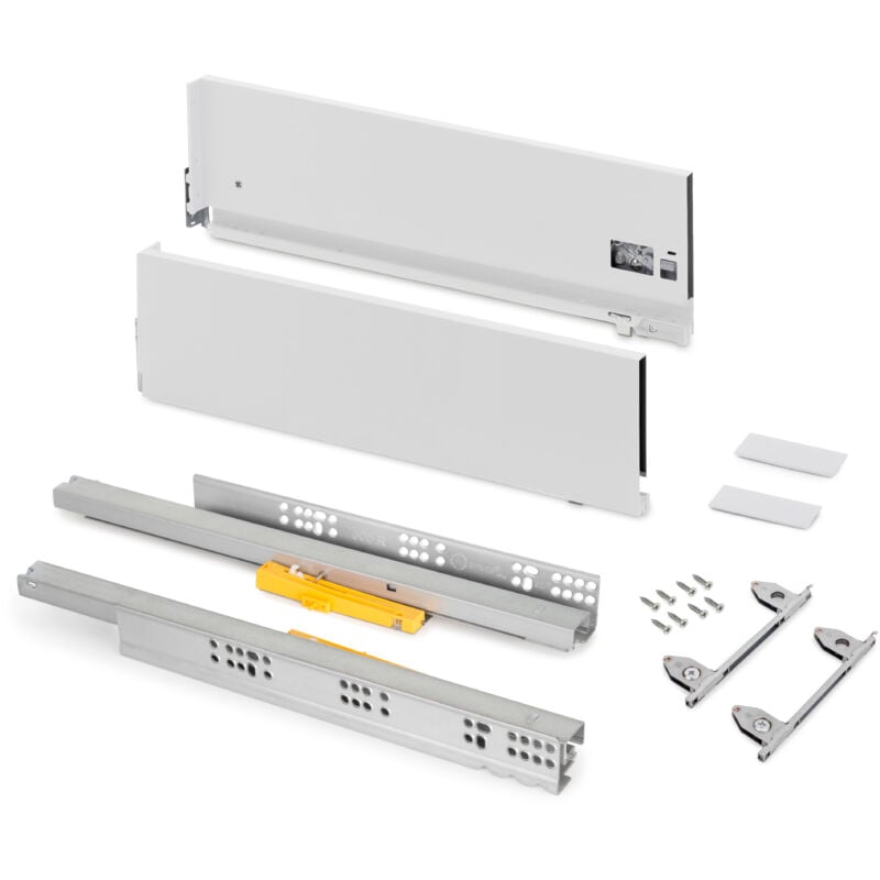 Image of Cassetto Vertex Push Sincro con regolazione 3D, altezza 178mm , 40kg, profondità 500mm, Acciaio, Verniciato bianco - Emuca