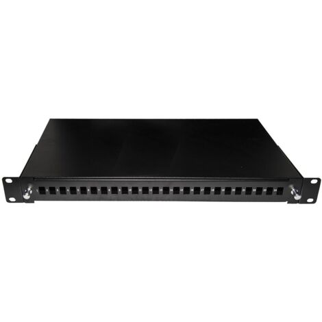 CASSETTO FIBRA OTTICA 24 PORTE PER ADATTATORI LC DUPLEX E SC SIMPLEX 1 UNITA' PER INSTALLAZIONE 19" NERO CON BINARI TELESCOPICI (LKFO24N)