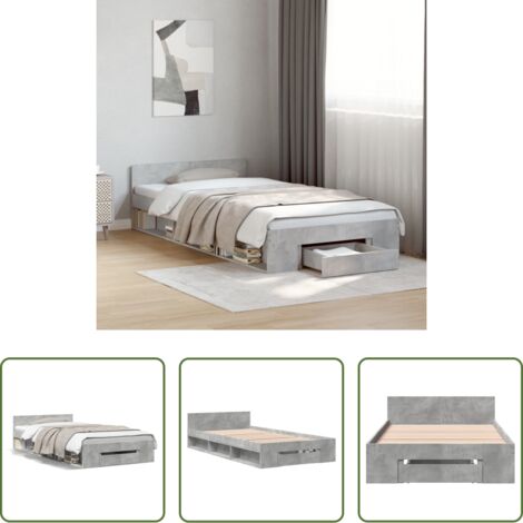 Cassetto letto -  Giroletto Cassetto Grigio Cemento 90x190 cm Legno Multistrato