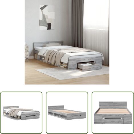 Cassetto letto -  Giroletto Cassetto Grigio Sonoma 75x190 cm Legno Multistrato