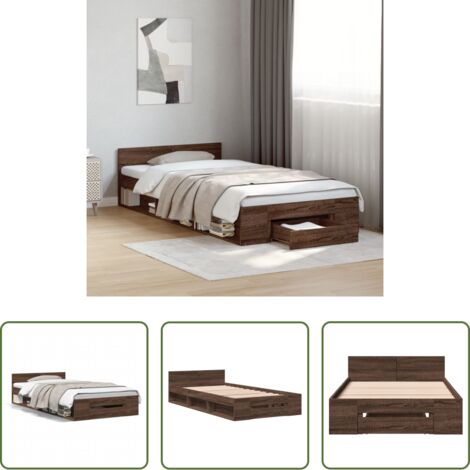 Cassetto letto -  Giroletto Cassetto Rovere Marrone 75x190 cm Legno Multistrato