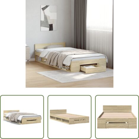 Cassetto letto -  Giroletto Cassetto Rovere Sonoma 90x190 cm Legno Multistrato