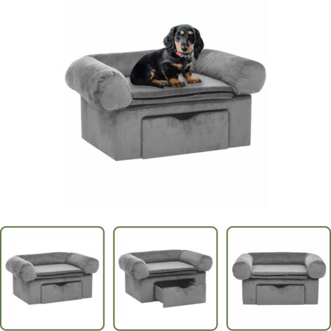 Cassetto per cani -  Divano per Cani con Cassetto Grigio 75x50x38 cm in Peluche