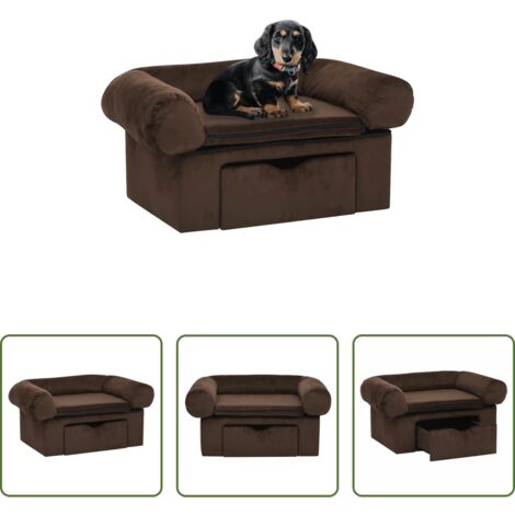 Cassetto per cani -  Divano per Cani con Cassetto Marrone 75x50x38 cm in Peluche