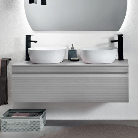 Cassetto porta lavabo in PVC 120 cm sospeso da bagno RIO Grigio
