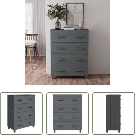 Cassetto scorrevole - Credenza HAMAR Grigio Scuro 79x40x103,5 cm Legno Massello Pino