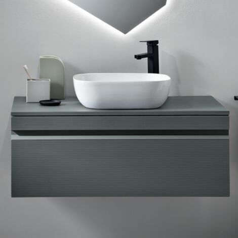 Cassetto sospeso portalavabo da bagno in PVC 100 cm RIO Verde Alga