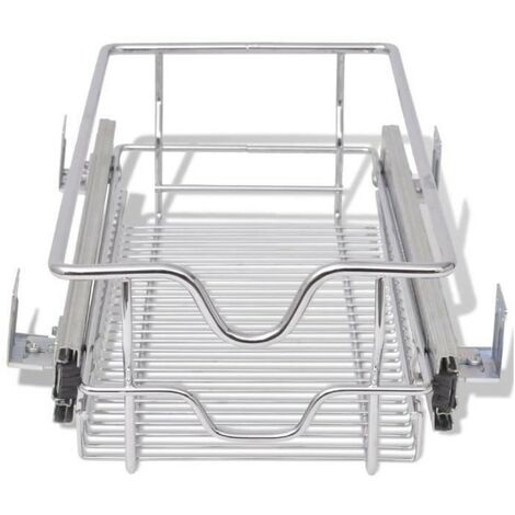 Cassetto Telescopico a cestello Haloyo®,Mobile con Binario in Acciaio Inox,34 x 14 x 41 cm,argento