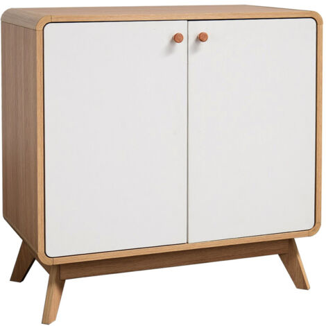 Cassie Armoire avec 2 portes en effet chêne et blanc