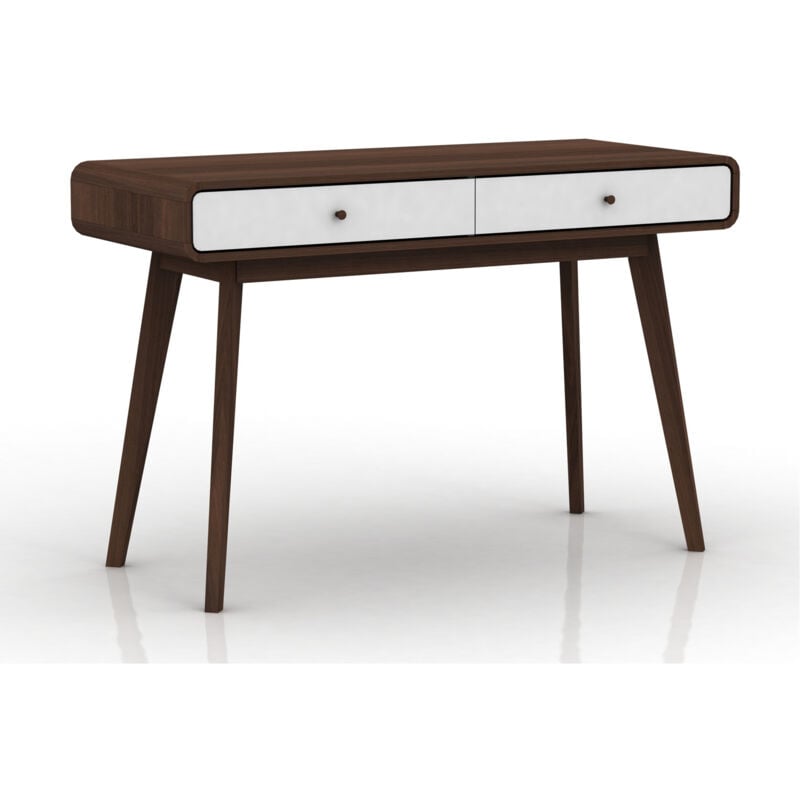 Cassie Bureau avec 2 tiroirs en effet noyer et blanc
