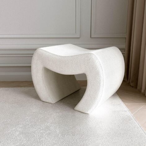CARME HOME Cassie Ivory Boucle Stool for Bedroom Living room home decoration
