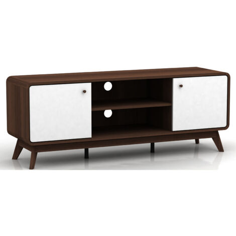 Cassie Meuble TV avec 2 portes en effet noyer blanc