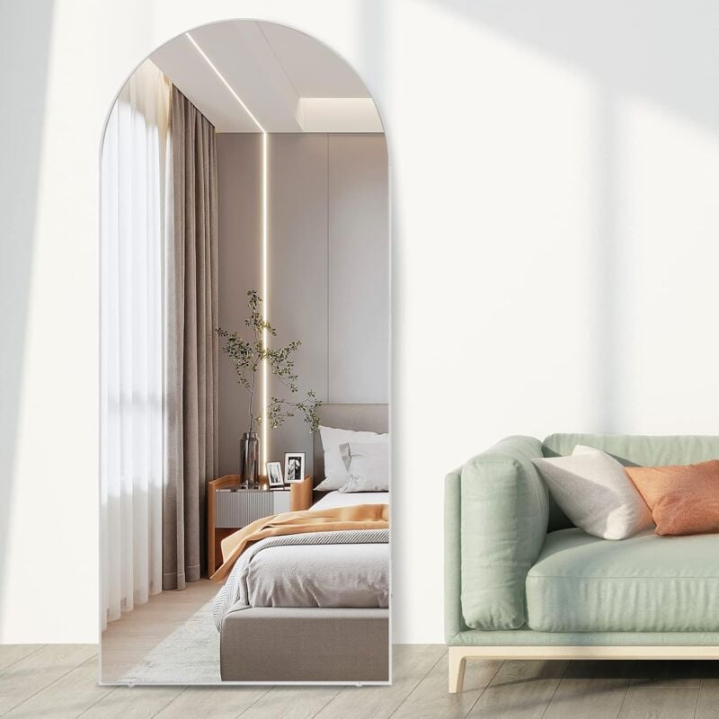 Cassilando - 165 x 60 cm Miroir pleine longueur, grand miroir au sol, cadre en bois miroir sur pied, contre le mur pour chambre à coucher, dressing