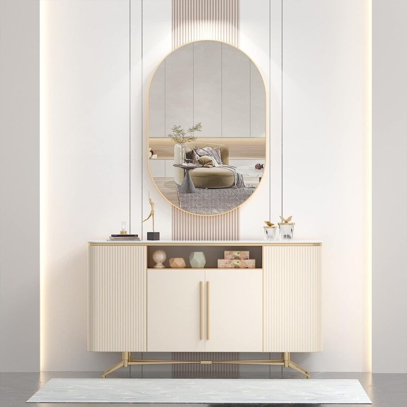 Cassilando - 75 x 50 cm Miroir Ovale, Miroir de Salle de Bain Ovale de, Cadre en métal, Cadre en alliage d'aluminium Miroir Mural Unique, Miroir de